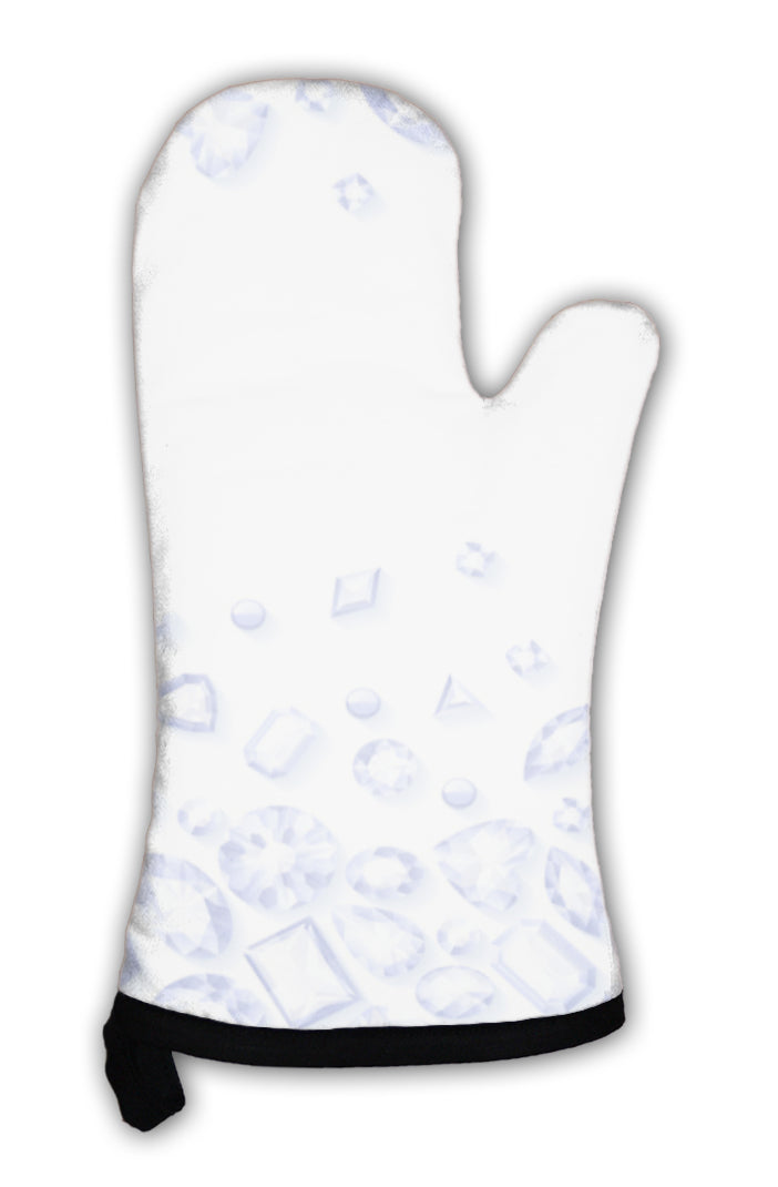 Oven Mitt, White Jewels Horizontal