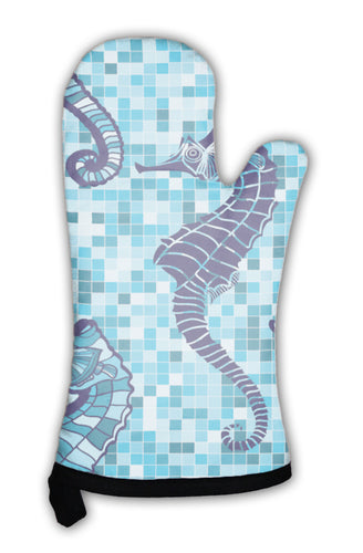 Oven Mitt, With Seahorses