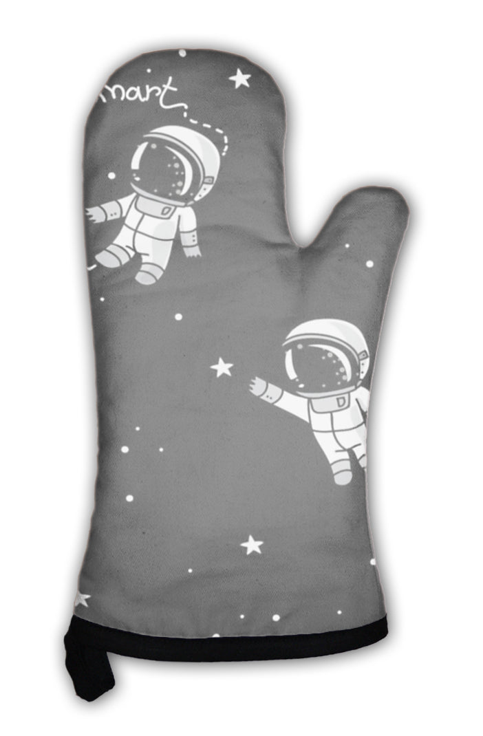 Oven Mitt, Cute Doodle Astronauts Floating In Space