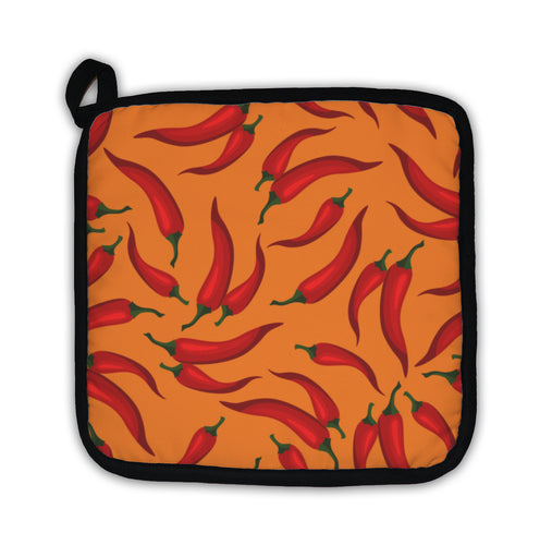 Potholder, Pattern With Fresh Ripe Chili Peppers