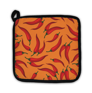 Potholder, Pattern With Fresh Ripe Chili Peppers