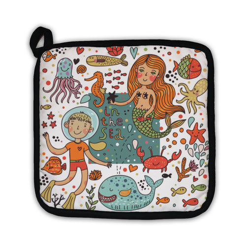 Potholder, Funny Color Pattern With Sea Live