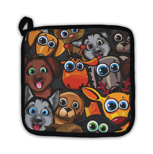 Potholder, Animal Pattern With Dogs Cat Deer And Giraffe