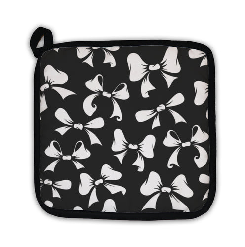 Potholder, White Bows Silhouettes