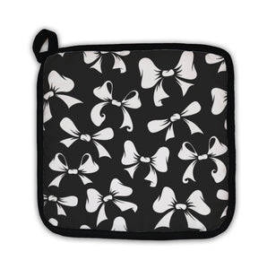 Potholder, White Bows Silhouettes