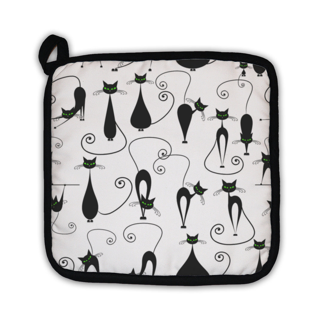 Potholder, Black Cats Pattern For Your Design