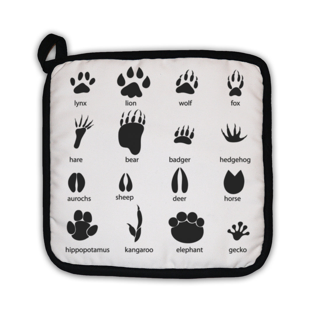 Potholder, Set Of Different Animal Tracks