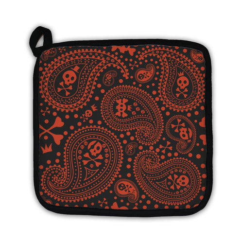 Potholder, Pattern With A Paisley And Skulls