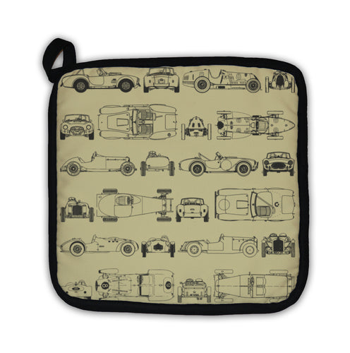 Potholder, Pattern Vintage Sports Racing Cars