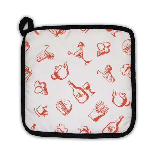 Potholder, Food Handdrawn Stylized Pattern