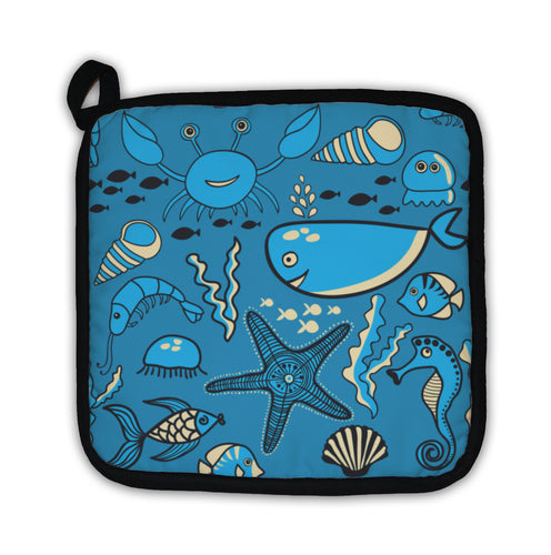 Potholder, Pattern With Fish Crabseaweed Starfish Seahorse