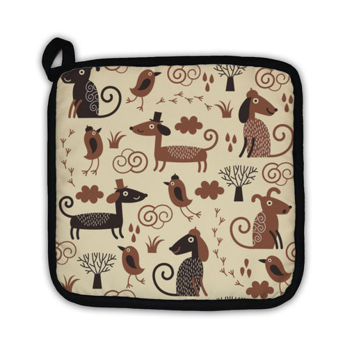 Potholder, Pattern With Cute Dogs