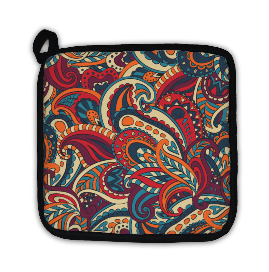 Potholder, Floral Paisley Pattern