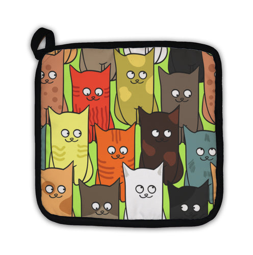 Potholder, Pattern With Funny Cats Color