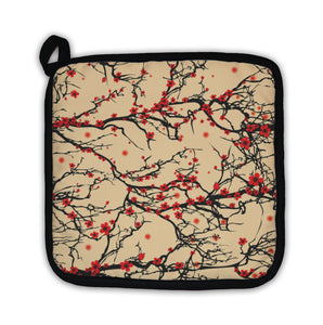 Potholder, Flower Pattern Tree Japanese Cherry Blossom Realistic Sakura Nature