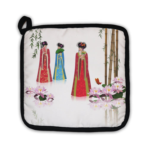 Potholder, Chinese Girls At The Pond