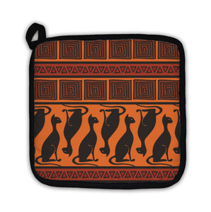 Potholder, African Ornament Pattern With Cats