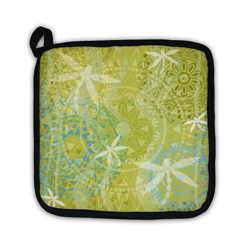 Potholder, Beautiful With Ornament And Dragonfly