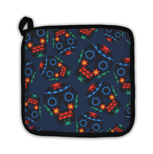 Potholder, Mexican Pattern With Skulls In Native Style