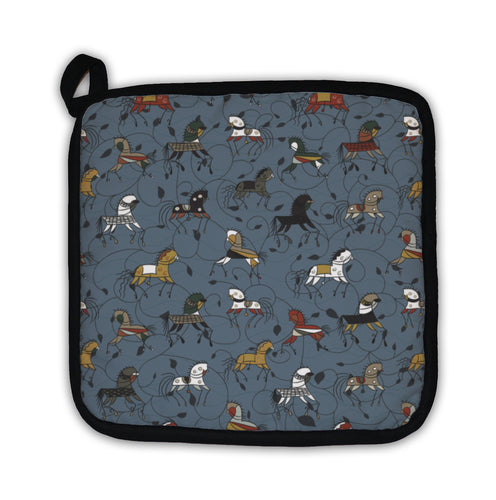Potholder, Ethnic Horse Galloping On A Plant