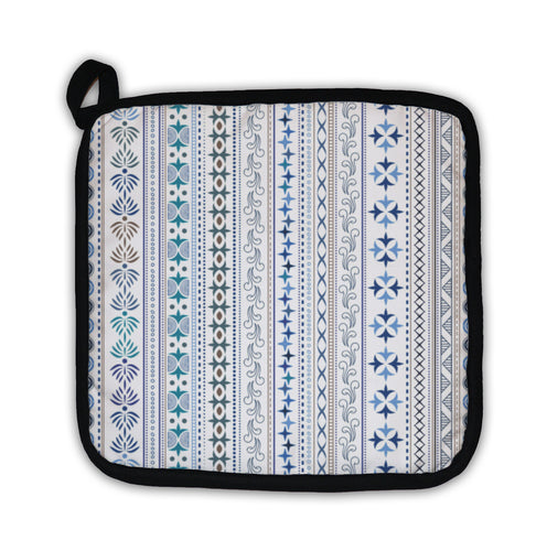Potholder, Abstract Geometric Ornamental Pattern In Light Blue Colors