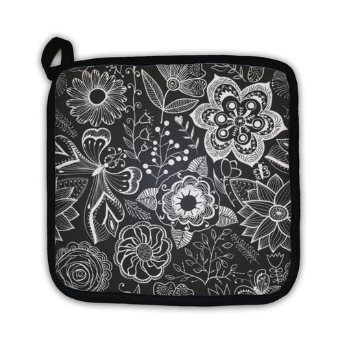 Potholder, Chalkboard Floral Pattern Copy That Square To T