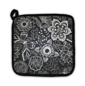 Potholder, Chalkboard Floral Pattern Copy That Square To T
