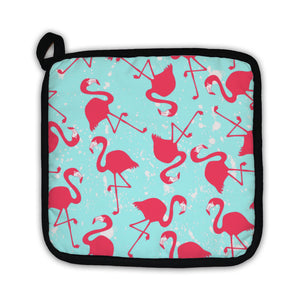 Potholder, Pattern With Pink Flamingos