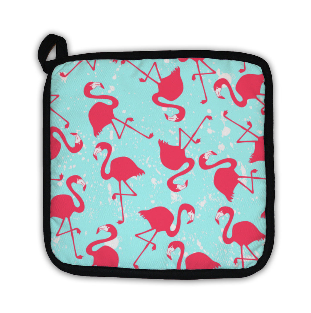 Potholder, Pattern With Pink Flamingos