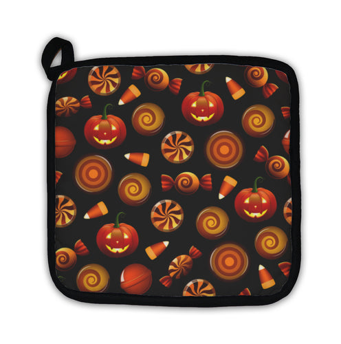 Potholder, Halloween Candy Pattern With Pumpkins
