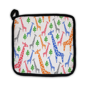 Potholder, Giraffes Family Pattern Safari Animal Pastel Colors Illustration Savannah