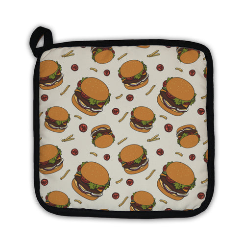 Potholder, Hand Drawn Fast Food Doodle Pattern