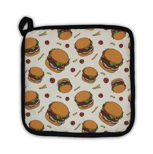 Potholder, Hand Drawn Fast Food Doodle Pattern