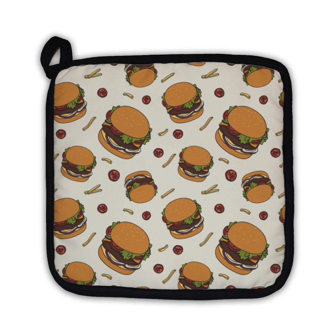 Potholder, Hand Drawn Fast Food Doodle Pattern