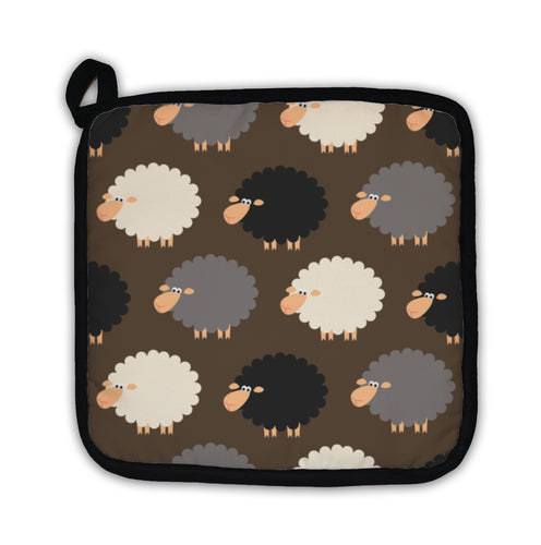 Potholder, Sheep On Brown Pattern