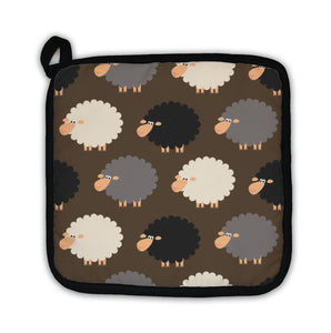 Potholder, Sheep On Brown Pattern