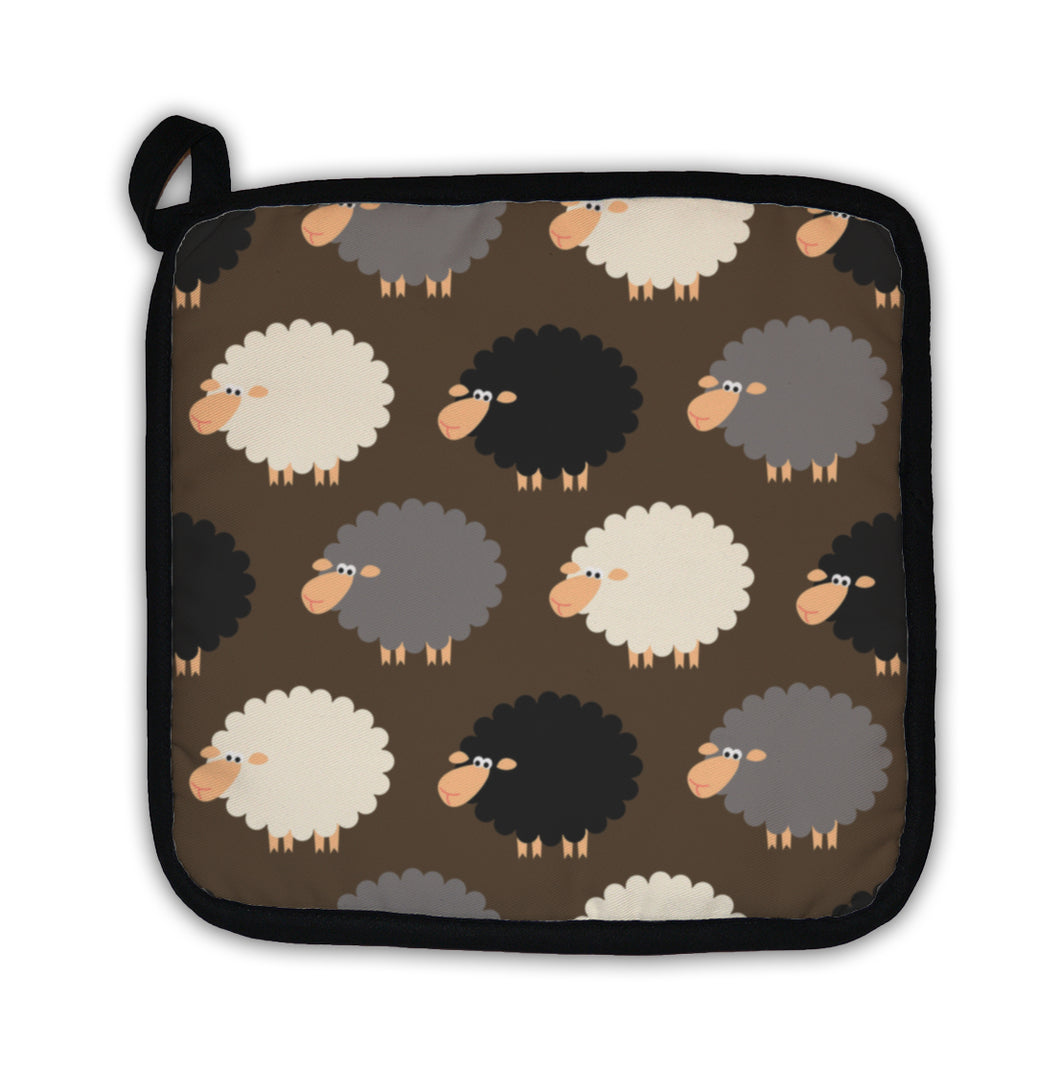 Potholder, Sheep On Brown Pattern