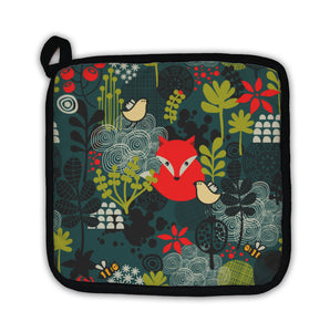 Potholder, Birds Fox And Flowers Pattern