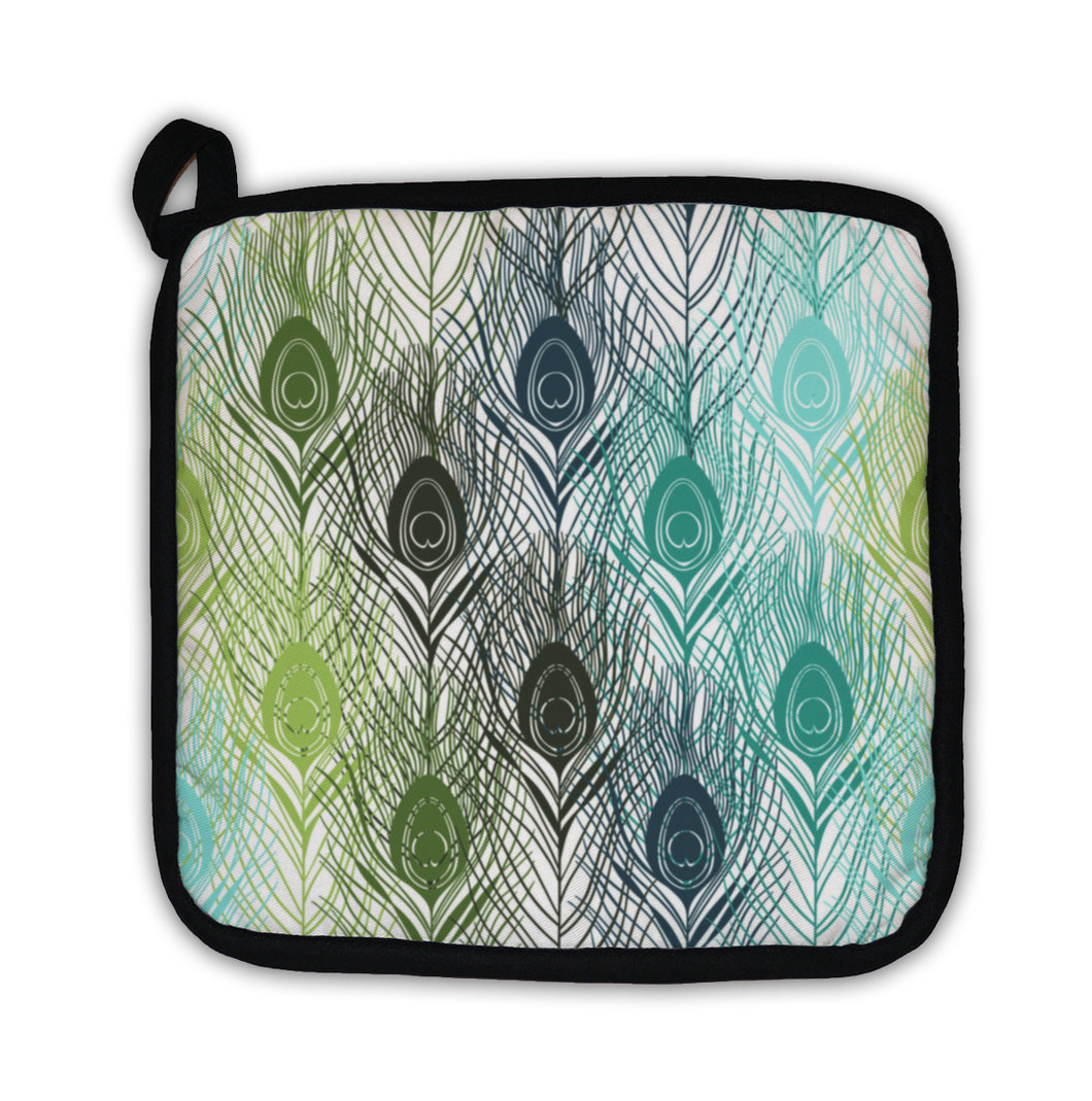 Potholder, Pattern With Peacock Feathers