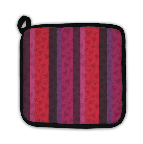 Potholder, Stripes Pattern With Hearts
