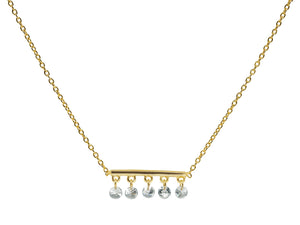 Thin Briolette CZ Golden Bar Necklace