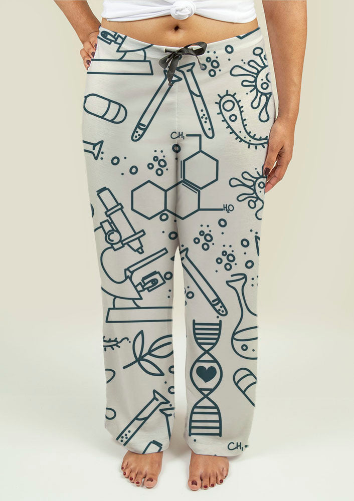 Ladies Pajama Pants with Science Pattern
