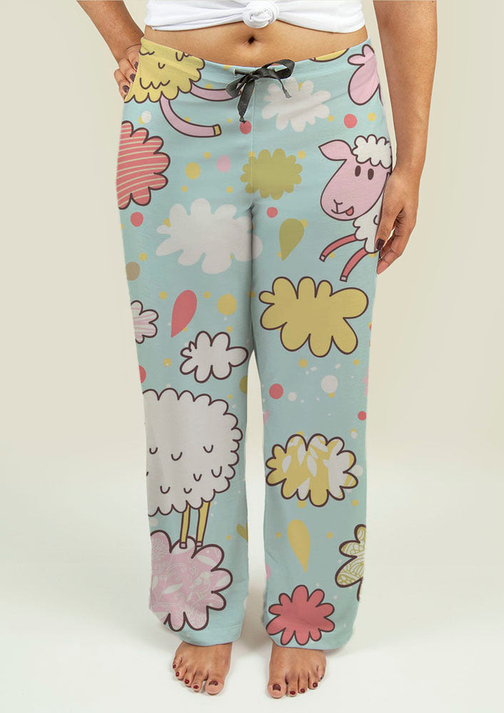 Ladies Pajama Pants with Sheeps on Clouds