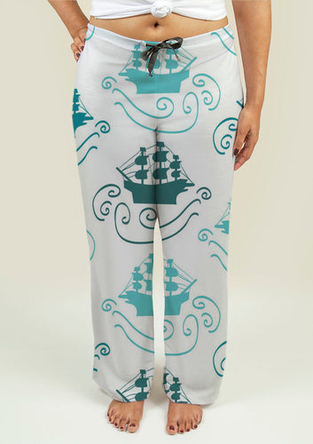 Ladies Pajama Pants with Ships at Sea