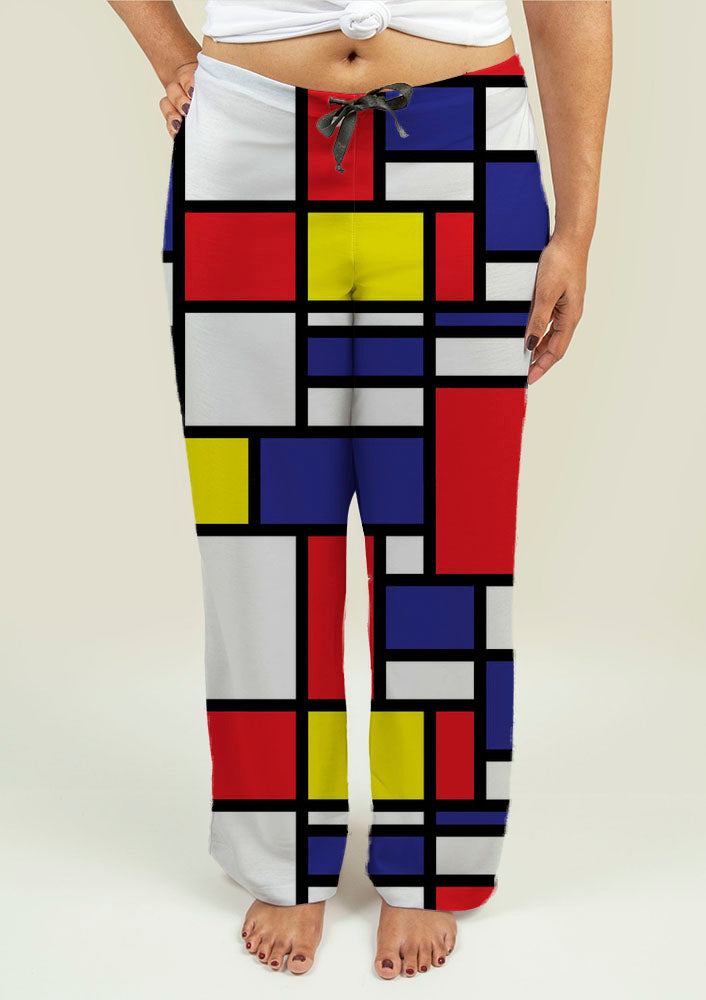 Ladies Pajama Pants with Mondrian Design