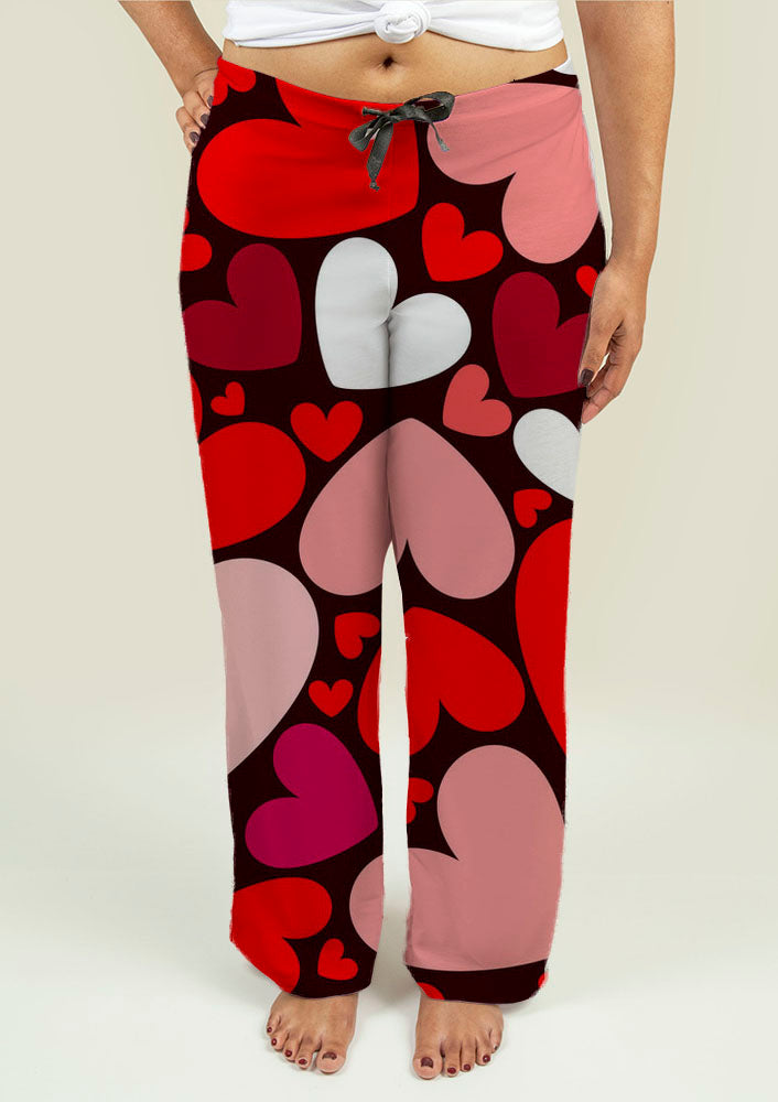 Ladies Pajama Pants with Hearts Pattern