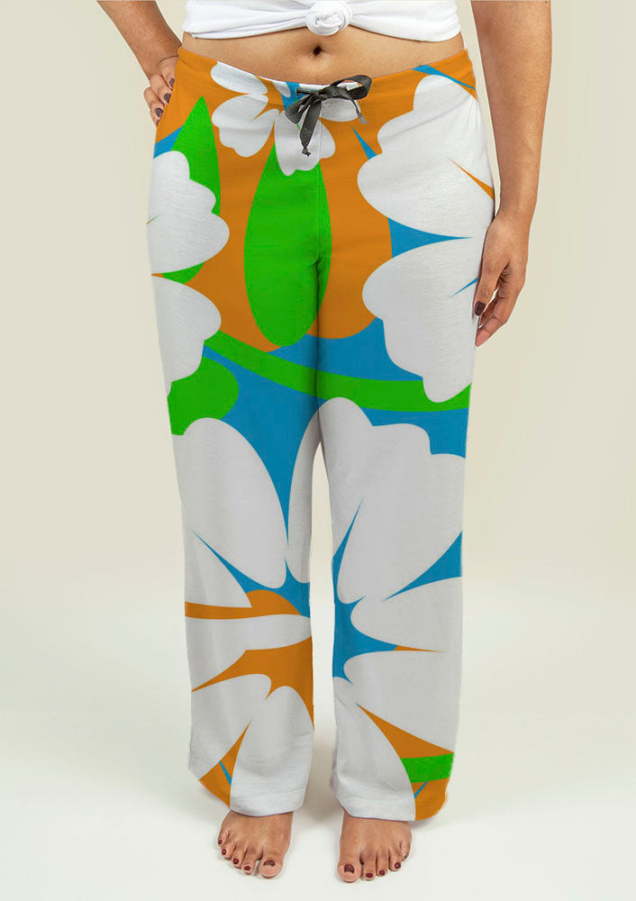 Ladies Pajama Pants with Hibiscus Flowers