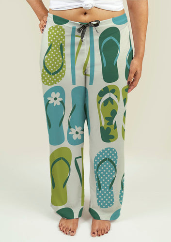 Ladies Pajama Pants with Flip Flops