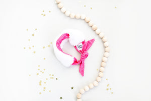 Extra Warmth Head Wrap Pink Pattern with White Fur