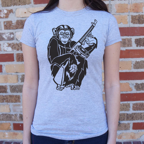 Chimp With A Gun T-Shirt (Ladies)